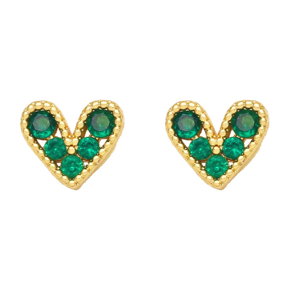Light Luxury Copper Heart Shape Earrings With Zircon Inlay And Real Gold Plated Finish Trendy Mini Love Design For Women