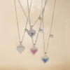 Light Luxury Copper Heartshaped Pendant Necklace With Colored Diamond Insert And Zirconia