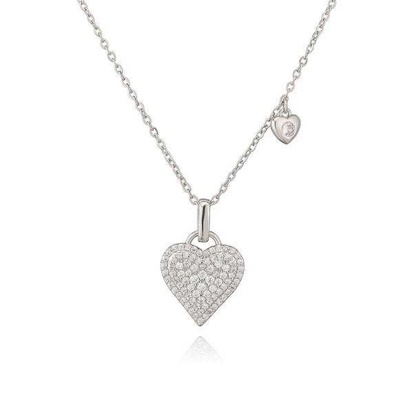 Light Luxury Copper Heartshaped Pendant Necklace With Colored Diamond Insert And Zirconia