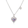 Light Luxury Copper Heartshaped Pendant Necklace With Colored Diamond Insert And Zirconia