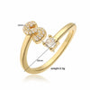 Light Luxury Copper Inlaid Zircon Letter Ring For Women