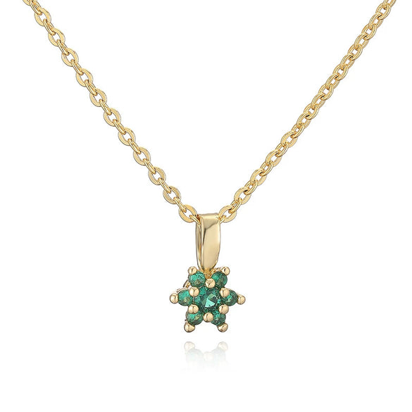 Light Luxury Copper Inlaid Zirconia Flower Petal Necklace For Women With O Chain