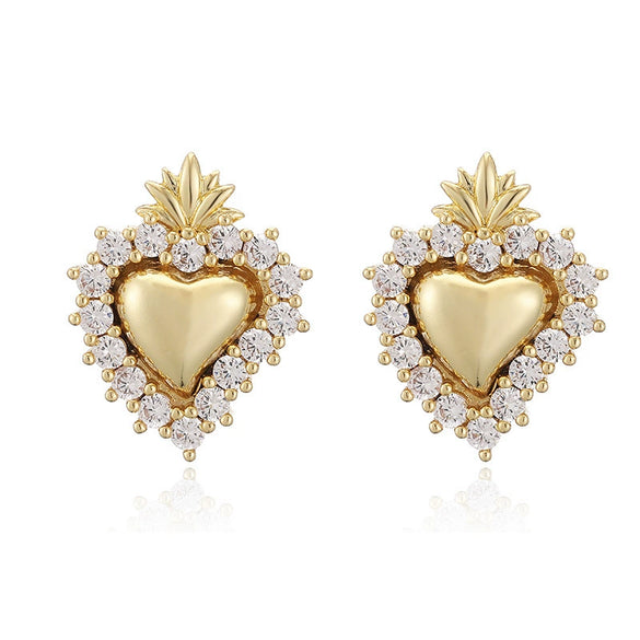 Light Luxury Copper Inlaid Zirconium Heartshaped Jewelry Set For Women With Heart Water Drop Bell Patterns
