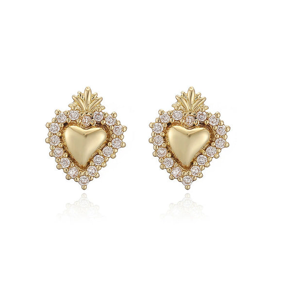 Light Luxury Copper Inlaid Zirconium Heartshaped Jewelry Set For Women With Heart Water Drop Bell Patterns