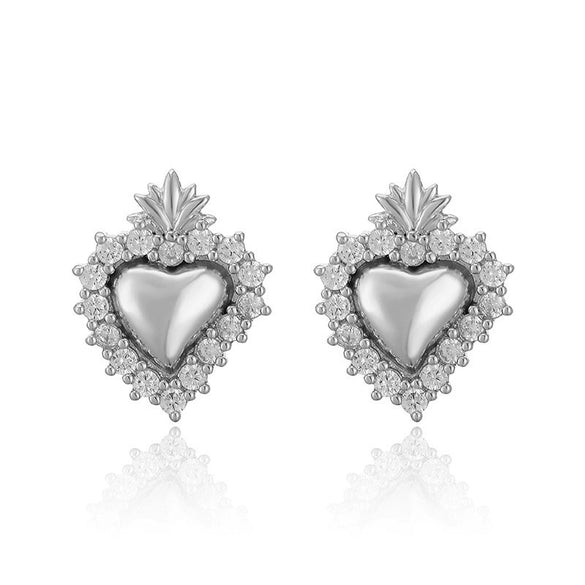 Light Luxury Copper Inlaid Zirconium Heartshaped Jewelry Set For Women With Heart Water Drop Bell Patterns