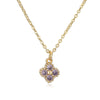 Light Luxury Copper Insert Zirconia Four Leaf Clover Flower Pendant O Chain Women's Necklace