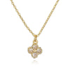 Light Luxury Copper Insert Zirconia Four Leaf Clover Flower Pendant O Chain Women's Necklace