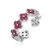 Light Luxury Copper Insert Zirconia Four Leaf Clover Opening Adjustable Ladies Ring With Geometric Pattern