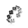 Light Luxury Copper Insert Zirconia Four Leaf Clover Opening Adjustable Ladies Ring With Geometric Pattern