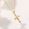Light Luxury Copper Plated Real Gold Zircon Cross Pendant Women's Necklace