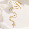 Light Luxury Copper Plated Real Gold Zircon Cross Pendant Women's Necklace