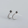 Light Luxury Cshaped S925 Sterling Silver Fivepointed Star Geometric Electroplated Earrings