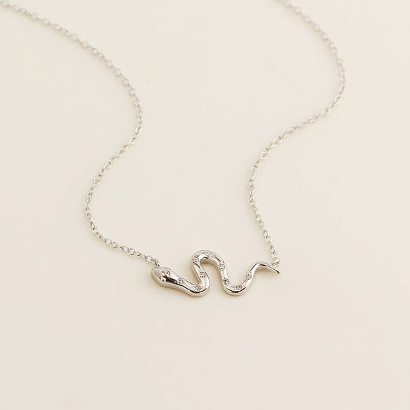 Light Luxury Design Necklace S925 Silver Spirit Snake Zodiac Electroplated For Women