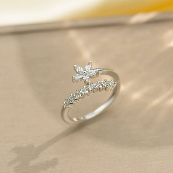 Light Luxury Design Women's Opening Adjustable Copper Ring With Full Diamond Inlaid Zircon Electroplated Heart Shape And Geometric Animal Zodiac Pattern