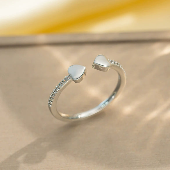 Light Luxury Design Women's Opening Adjustable Copper Ring With Full Diamond Inlaid Zircon Electroplated Heart Shape And Geometric Animal Zodiac Pattern