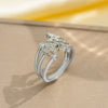 Light Luxury Design Women's Opening Adjustable Copper Ring With Full Diamond Inlaid Zircon Electroplated Heart Shape And Geometric Animal Zodiac Pattern