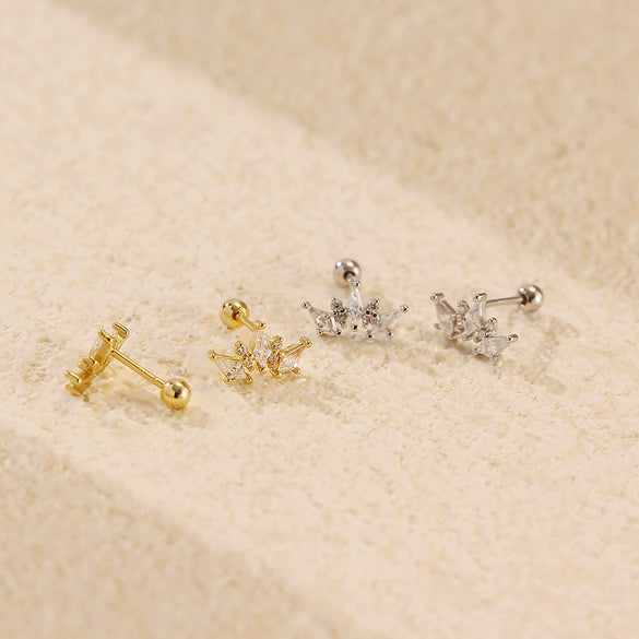Light Luxury Diamond Earrings S925 Silver Crown Zircon For Women