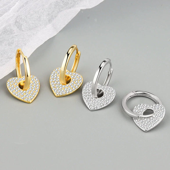 Light Luxury Ear Buckle S925 Sterling Silver Geometric Love Design Jewelry For Women