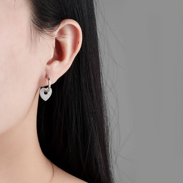 Light Luxury Ear Buckle S925 Sterling Silver Geometric Love Design Jewelry For Women
