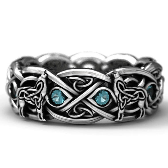 Light Luxury Electroplated Alloy Wolf Head Ring Geometric Animal Zodiac Unisex Jewelry