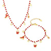 Light Luxury Electroplated Garnet Beaded Geometric Stainless Steel Jewelry Set For Women With Necklace And Earrings