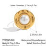 Light Luxury Elegant Lace Pearl Stainless Steel Jewelry Earrings And Ring With Geometric Pattern Electroplating