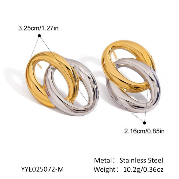 Light Luxury Fashion All Match Earrings In Gold And Silver Color Matching Series Made Of Stainless Steel With Pvd Furnace Vacuum Real Gold Plating For Women