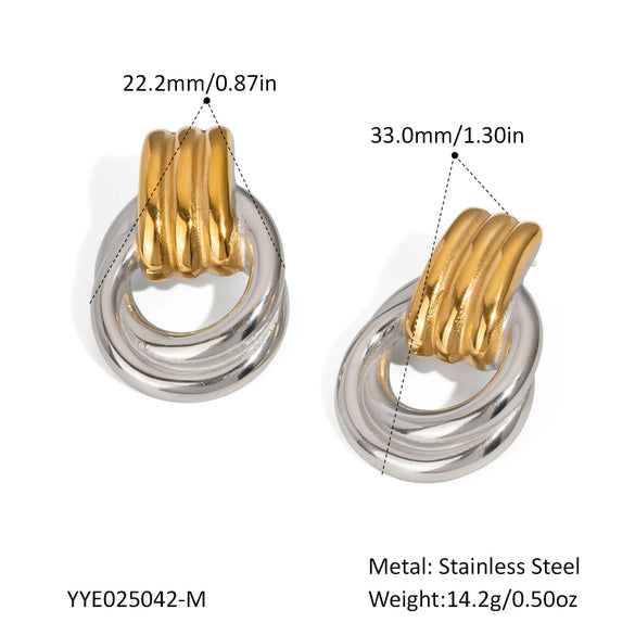 Light Luxury Fashion All Match Earrings In Gold And Silver Color Matching Series Made Of Stainless Steel With Pvd Furnace Vacuum Real Gold Plating For Women