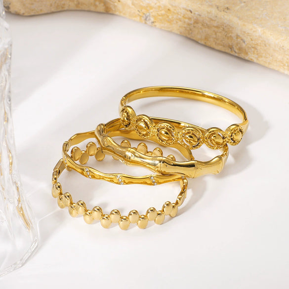 Light Luxury Fashion Bamboo Gestapa Bracelet For Women Stainless Steel With 18K Vacuum Plating In Furnace