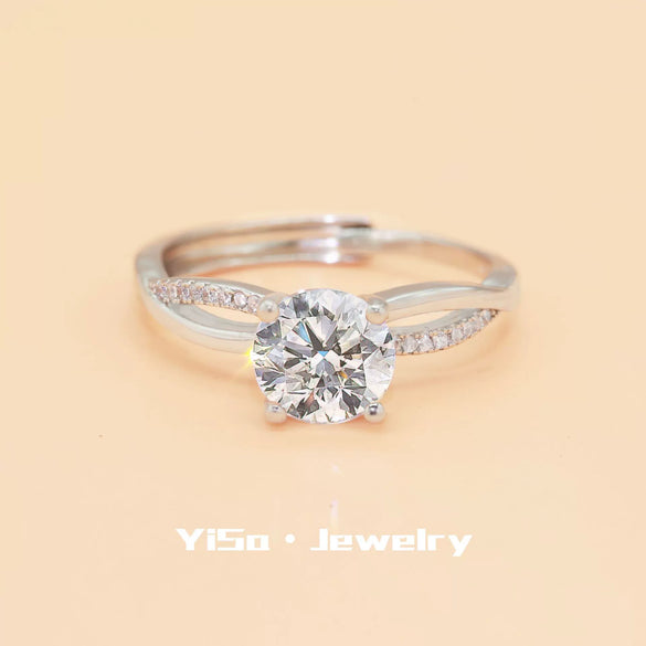 Light Luxury Fashion Design Opening Inlaid Zircon Ring For Women Jewelry With Constellation Pattern Copper Material