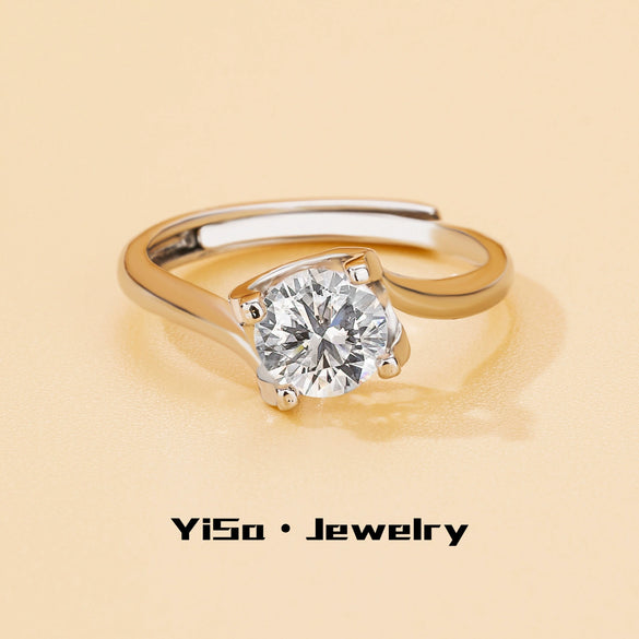 Light Luxury Fashion Design Opening Inlaid Zircon Ring For Women Jewelry With Constellation Pattern Copper Material