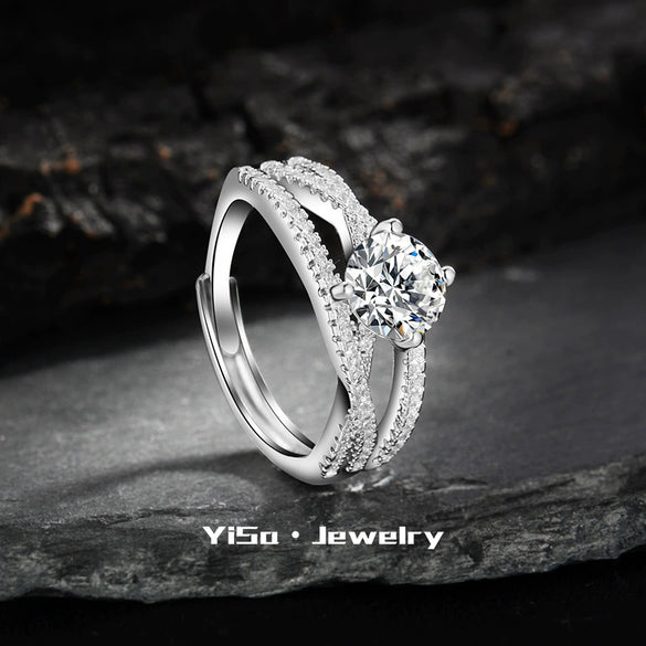 Light Luxury Fashion Design Opening Inlaid Zircon Ring For Women Jewelry With Constellation Pattern Copper Material