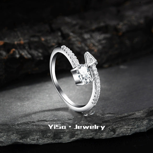 Light Luxury Fashion Design Opening Inlaid Zircon Ring For Women Jewelry With Constellation Pattern Copper Material