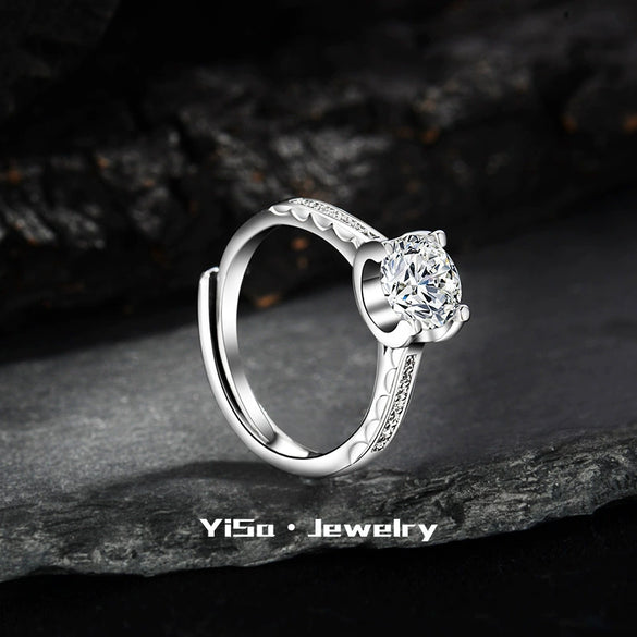 Light Luxury Fashion Design Opening Inlaid Zircon Ring For Women Jewelry With Constellation Pattern Copper Material