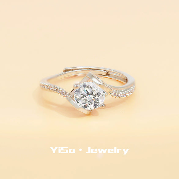 Light Luxury Fashion Design Opening Inlaid Zircon Ring For Women Jewelry With Constellation Pattern Copper Material