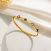 Light Luxury Fashion Geometric Four Leaf Flower Titanium Steel 18K Gold Plated Bracelet