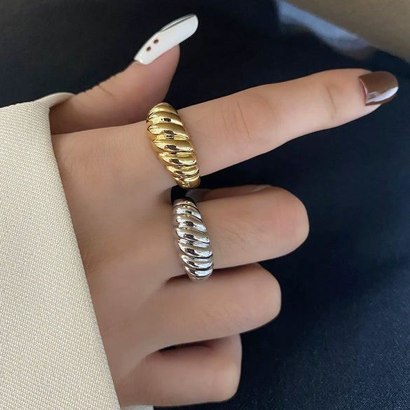 Light Luxury Fashion Girls Cold Style Small Fresh Opening Adjusting Index Finger Ring Silver Plated Geometric Design