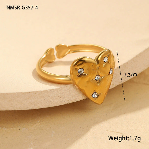 Light Luxury Fashion Stainless Steel Adjustable Ring With Electroplating Geometric Design For Women
