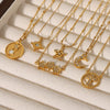 Light Luxury Fashion Zircon Stainless Steel Star Moon Pendant Necklace With Electroplating