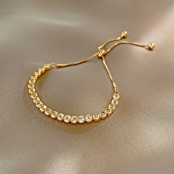Light Luxury Fashionable Temperament Allmatch Simple Geometric Pearl Bracelet Made Of Copper With Electroplating For Women