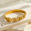 Light Luxury Flower Embellished Stainless Steel Bracelet For Women With 18K Vacuum Plated Finish Simple Versatile Jewelry