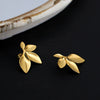 Light Luxury Flower Petal Leaf Stainless Steel Women's Earrings Vacuum Plated 18K Gold