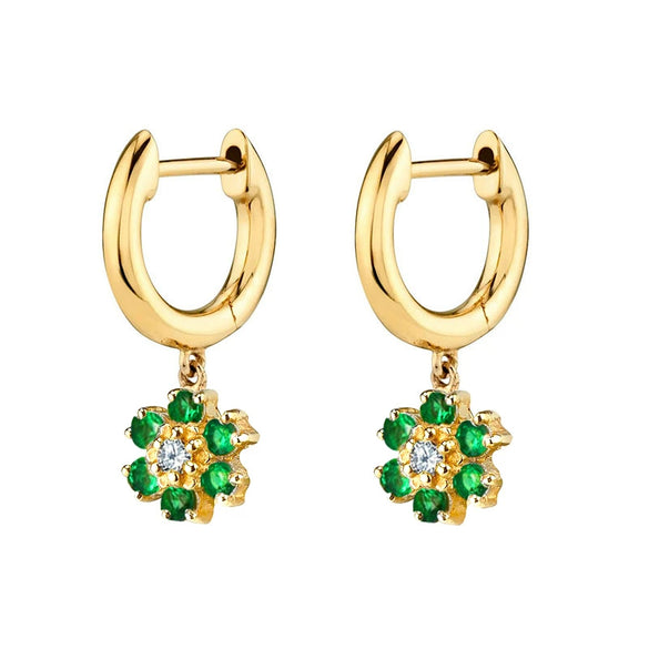 Light Luxury Flower Snowflake Earrings For Women With Silver Needle Copper Zircon Inlay And Diamond Cut Finish