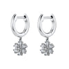 Light Luxury Flower Snowflake Earrings For Women With Silver Needle Copper Zircon Inlay And Diamond Cut Finish