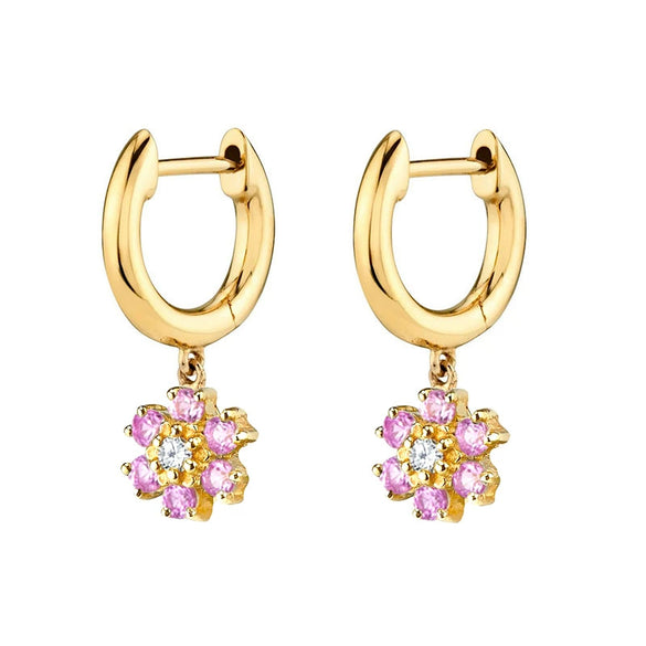 Light Luxury Flower Snowflake Earrings For Women With Silver Needle Copper Zircon Inlay And Diamond Cut Finish