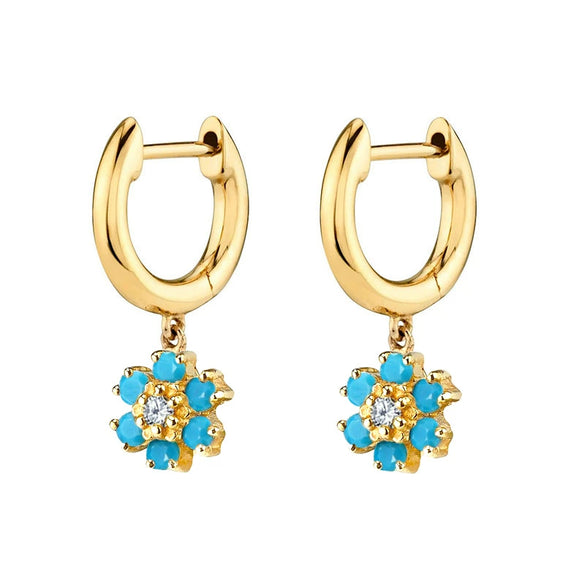 Light Luxury Flower Snowflake Earrings For Women With Silver Needle Copper Zircon Inlay And Diamond Cut Finish