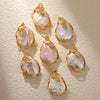 Light Luxury Freshwater Baroque Pearl Necklace Pendant Jewelry Accessories Copper Electroplated Real Gold Leaf Design