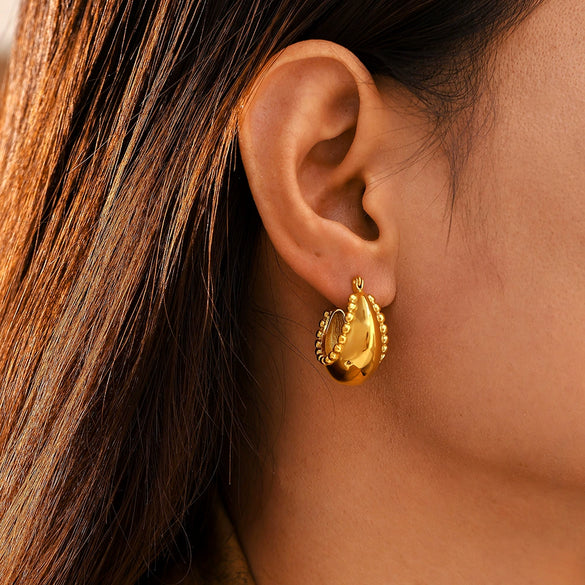Light Luxury Gear Bead Double C Women's Earrings Titanium Steel Gold Plated Electroplated Geometric Design