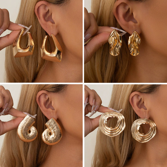 Light Luxury Geometric Alloy Earrings With Electroplating For Women