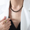 Light Luxury Geometric Black Agate Handmade Titanium Steel Ball Necklace Unisex